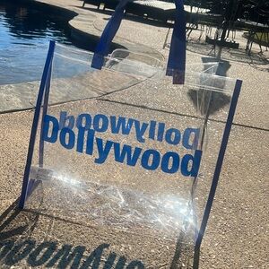 Clear Dollywood Tote Bag with Blue Metallic Accents